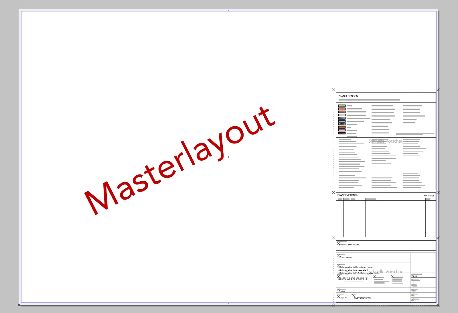 Masterlayout Bürovorlage Baunaht, ArchiCAD Layoutvorlage mit Plankopf